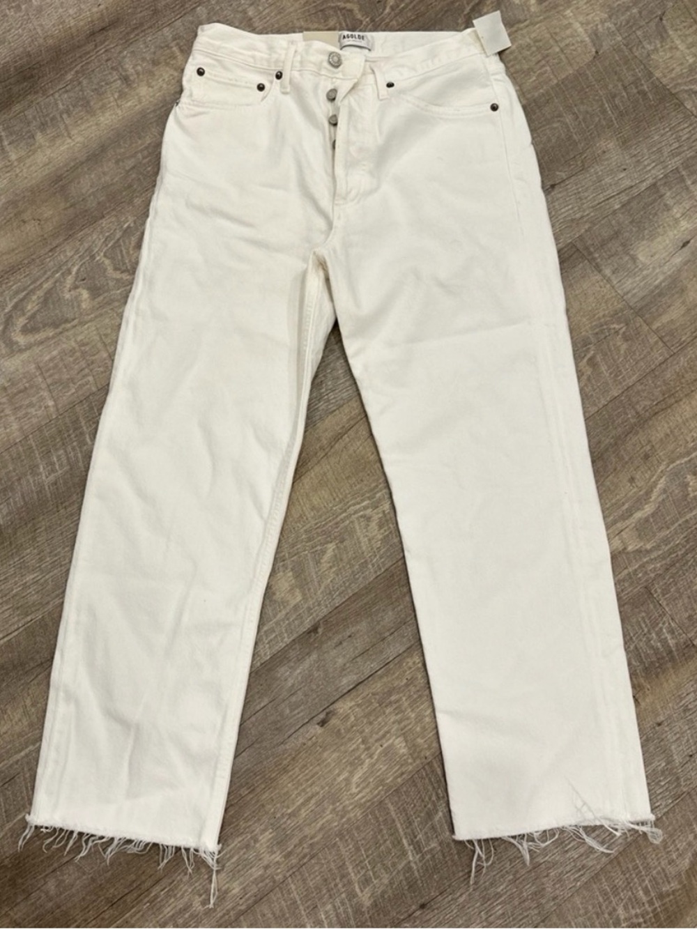 Agolde White High-Rise Straight Jeans